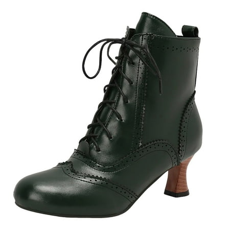 

GHSOHS Boots for Women Pull on Tall Boots Ankle Booties Shoes Thigh High Boots Women s Fall Winter Rubber Sole Thick Heel Lace Up Bare Boots High Heel Short Boots Women Western Cowgirl Boots Size 35
