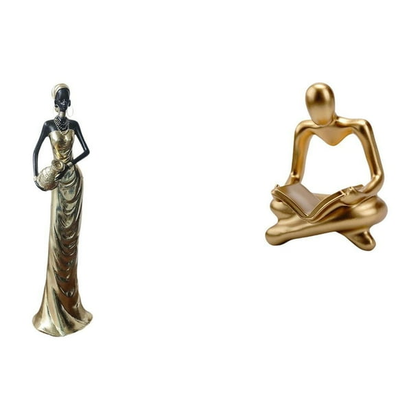Figura de escritorio,Artesanía de escritorio con figuras africanas coleccionables,Estatua de dama tribal,pieza de arte para decoración del hogar,Figura de pensador abstracto,Estatua de