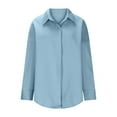 thumbnail image 5 of aidice Plus Size Shirts for Women Casual Lapel Neck Long Sleeve Button up Loose Office Workwear Tops, 5 of 9