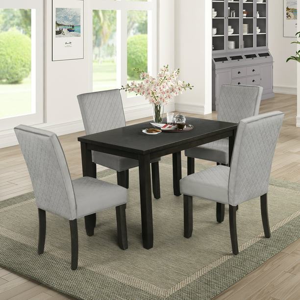 5 Piece Upholstered Dining Table Sets, Dining Room Table Set With Upholstered Chairs