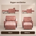 thumbnail image 2 of 3 in 1 Convertible Sofa Bed Chair, Pullout Single Sleeper Chair Bed with Adjustable Backrest, Spacious Multifunctional Sofa Couches for Living Room, Pink, 2 of 6