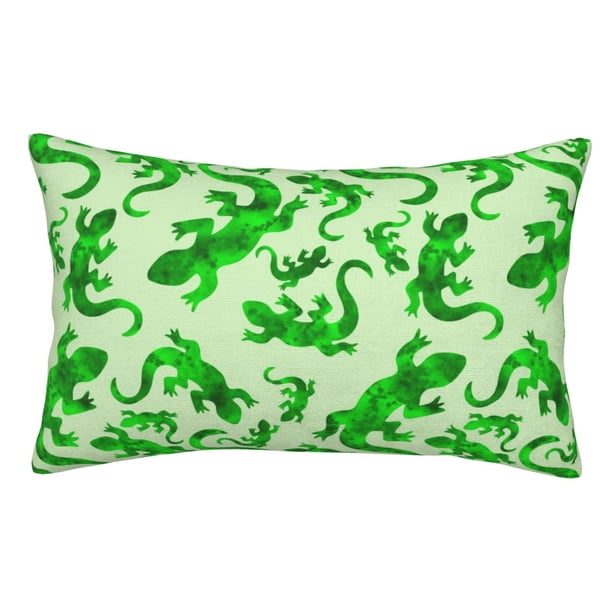 Fotbe Green Lizard Funda de Almohada Decorativa Estilo Occidental, Lujo en Algodón, Fundas para Almohadas King, Cojín Estampado para Decoración del Hogar-16"x24"