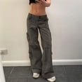 thumbnail image 2 of Gibobby Pantalones para mujer cargo Pantalones Cargo holgados para mujer, pantalones de chándal de Hip Hop, pantalones de pierna ancha holgados informales con cordón(Gris,G), 2 of 5