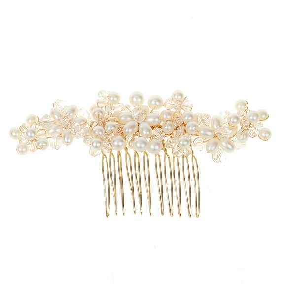 ERDOUY Bridal Flower Wedding Hair Pins Crystal Pearl Hair Combs Clips Headpiece Gold Wedding Hair Accessories Jewelry with Rhinestone for Brides Bridesmaids Women Girls (Gold)