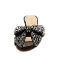 thumbnail image 3 of FSJ Women Open Peep Toe Rhinestone Bow Mules Slip on Crystal Chunky Low Heels Slippers Dressy Evening Bridal Slide Sandals Size 8 Black, 3 of 4