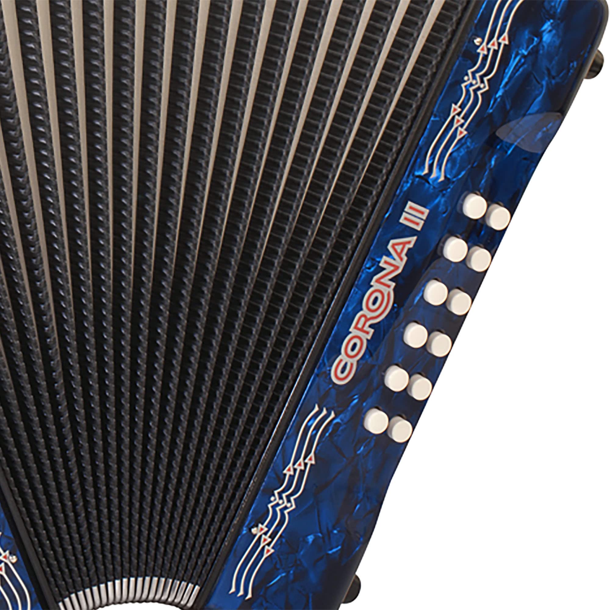 Hohner Corona II G/C/F Accordion - Pearl Dark Blue Bundle with Case, Gig Bag, Straps, and Austin Bazaar Polishing Cloth