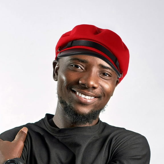 Raindrops Red Vintage British Style Flat Top Beret Hat PU Cotton Unisex for Home