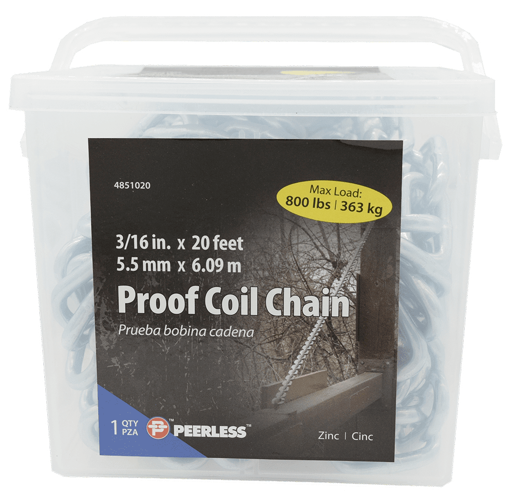 Peerless Chain 3/16" Proof Coil Chain, 20', 4851020