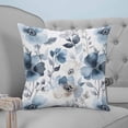 thumbnail image 4 of 14x14 Pillow Covers Set of 2, Blue Spring Floral Throw Pillow Covers Decorative Couch Cushion Case, Watercolor Summer Flowers Abstract Microfiber Square Pillowcases for Bedroom Car Living Room, 4 of 6