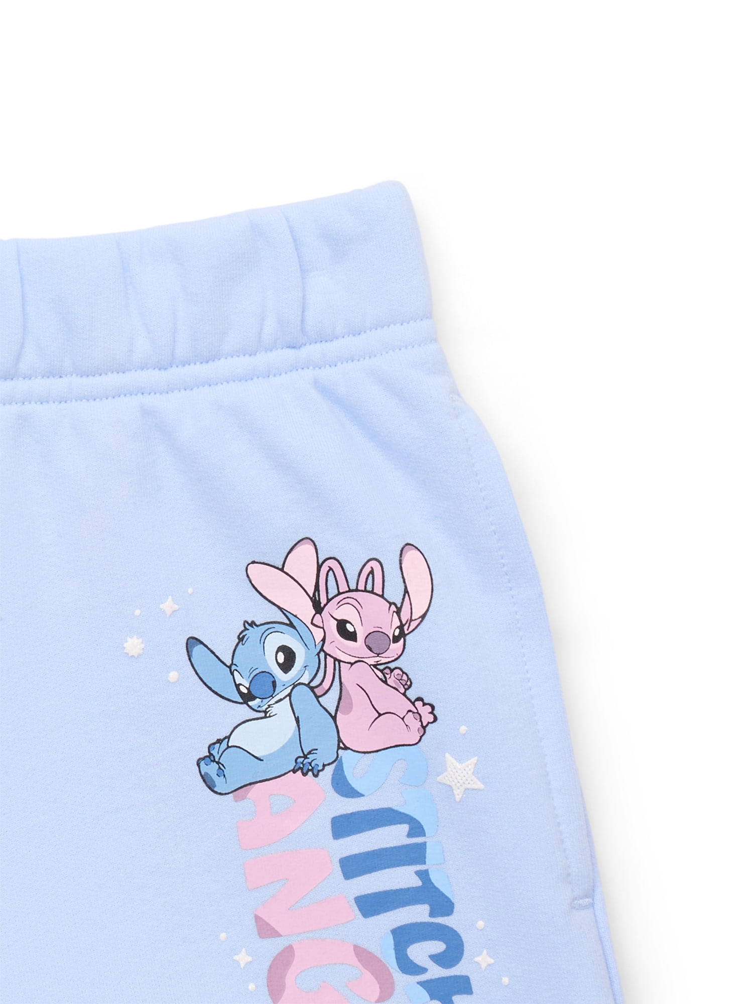 Stitch and Angel Girls Graphic Fleece Shorts, Sizes 4-16