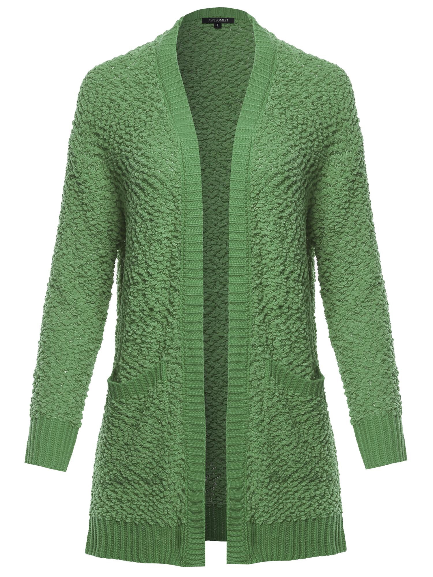green open front cardigan