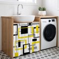 thumbnail image 3 of Yellow Black Geometric Cabinet Curtain 35"Wx35"L, Dustproof Under Sink Skirt with Self Adhesive Tape, Modern Simple Abstract Art Cabinet Curtain Cover for Kitchen Sink, Bathroom Vanity, Laundry Room, 3 of 9