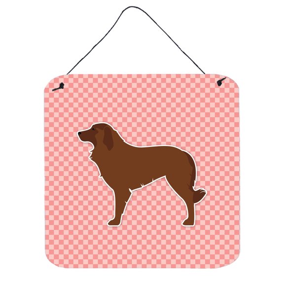 Carolines Treasures BB3631DS66 Portuguese Sheepdog Dog Checkerboard Pink Wall or Door Hanging Prints