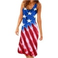 thumbnail image 2 of SMihono Robe Maxi Bohème d'Été pour Femmes Grande Taille Mode Féminine Col Rond Sans Manches Robe Imprimée de Plage, 2 of 6