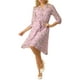 thumbnail image 2 of INSPIRE CHIC Vestido Camisero Floral Elegante para Mujeres con Cuello en V, Manga 3/4, Con Cinta Frontal, Vestidos Fluidos de Chifón 2XL Morado Rosa, 2 of 5