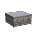 thumbnail image 4 of 3PCS Outdoor Patio Furniture Set, Wicker Rattan Conversation Sofa Sets w/Ottoman, Glass Table, All-Weather Anti-Slip Bistro Set with Detachable Soft Cushions, Dark Blue, 4 of 8