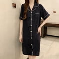 thumbnail image 5 of Timegard Sleep Shirts for Women Lapel V Neck Button down Long Sleeve Nightgown Loose Casual House Dresses Summer, 5 of 5