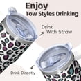 thumbnail image 4 of 20oz Double Wall Stainless Steel Tumbler With Handle Geometric Design Insulated Leak Proof Travel Coffee Cup With Straw, 4 of 5