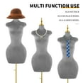 thumbnail image 4 of Female Mannequin, Grey Velvet Covered Half-Length Mannequin, Height Adjustable, with Metal Base, for Fashion Retail boutiques, Tailor Shops, Fitting Modeling, 4 of 8
