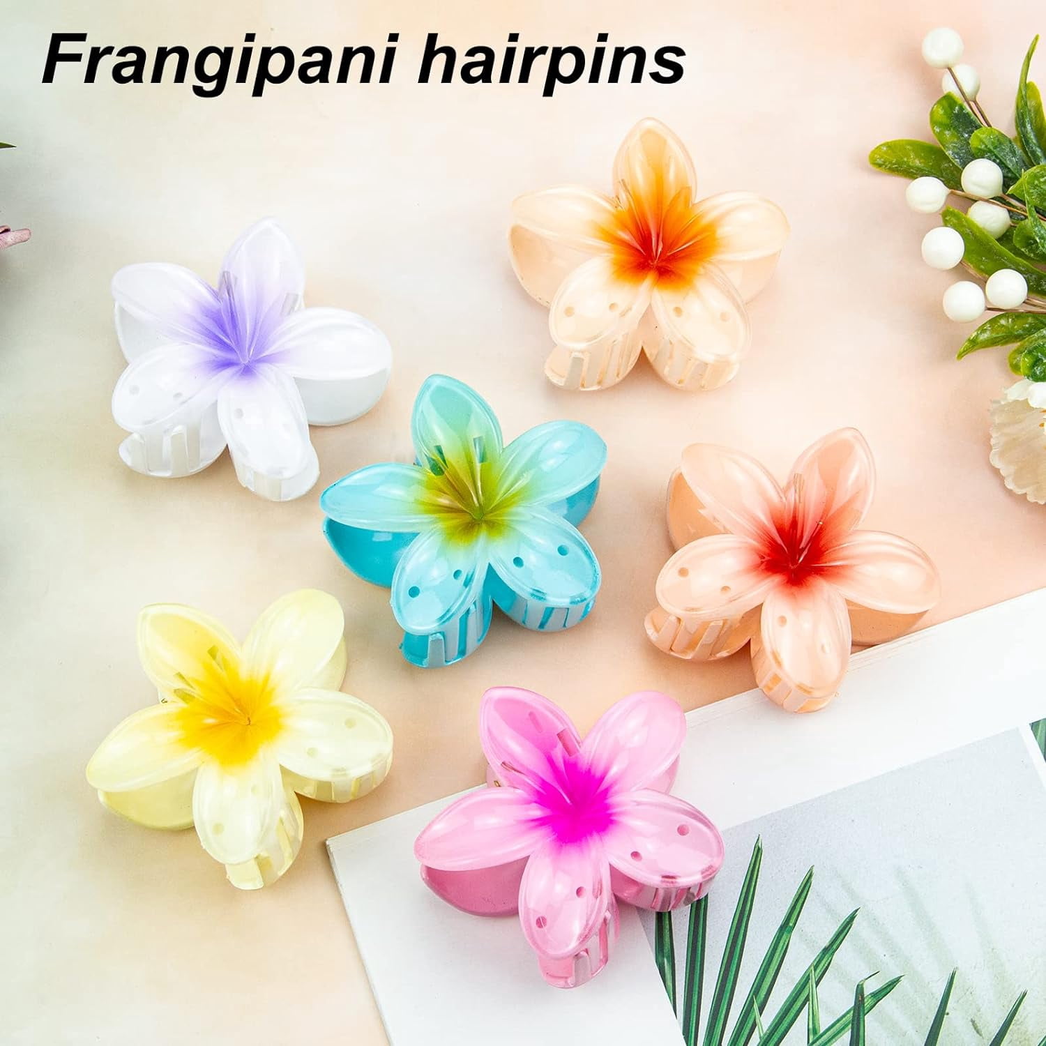 NWT Flower Metal Hair Claw Clips 6 Pcs NonSlip Hair Barrettes Strong Hold 6 Pcs Flower Metal Hair Claw Clips Large Tulip Nonslip Hair  main image 2