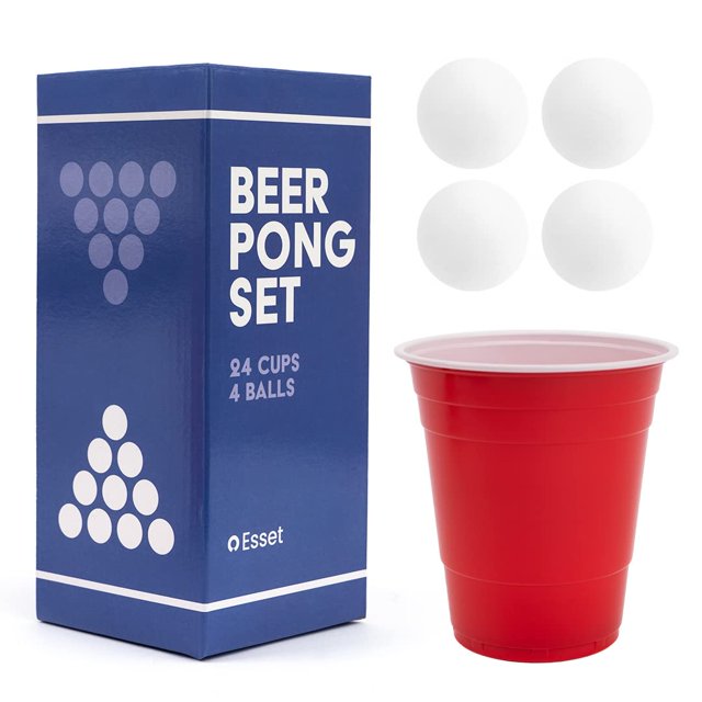 BayView Ensemble de Beer Pong Complet / 24 Tasses et 4 Balles / le Jeu à Boire #1 des Américains, Réutilisable