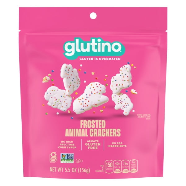 Glutino Gluten Free Frosted Animal Crackers, Gluten Free Snacks, 5.5 oz
