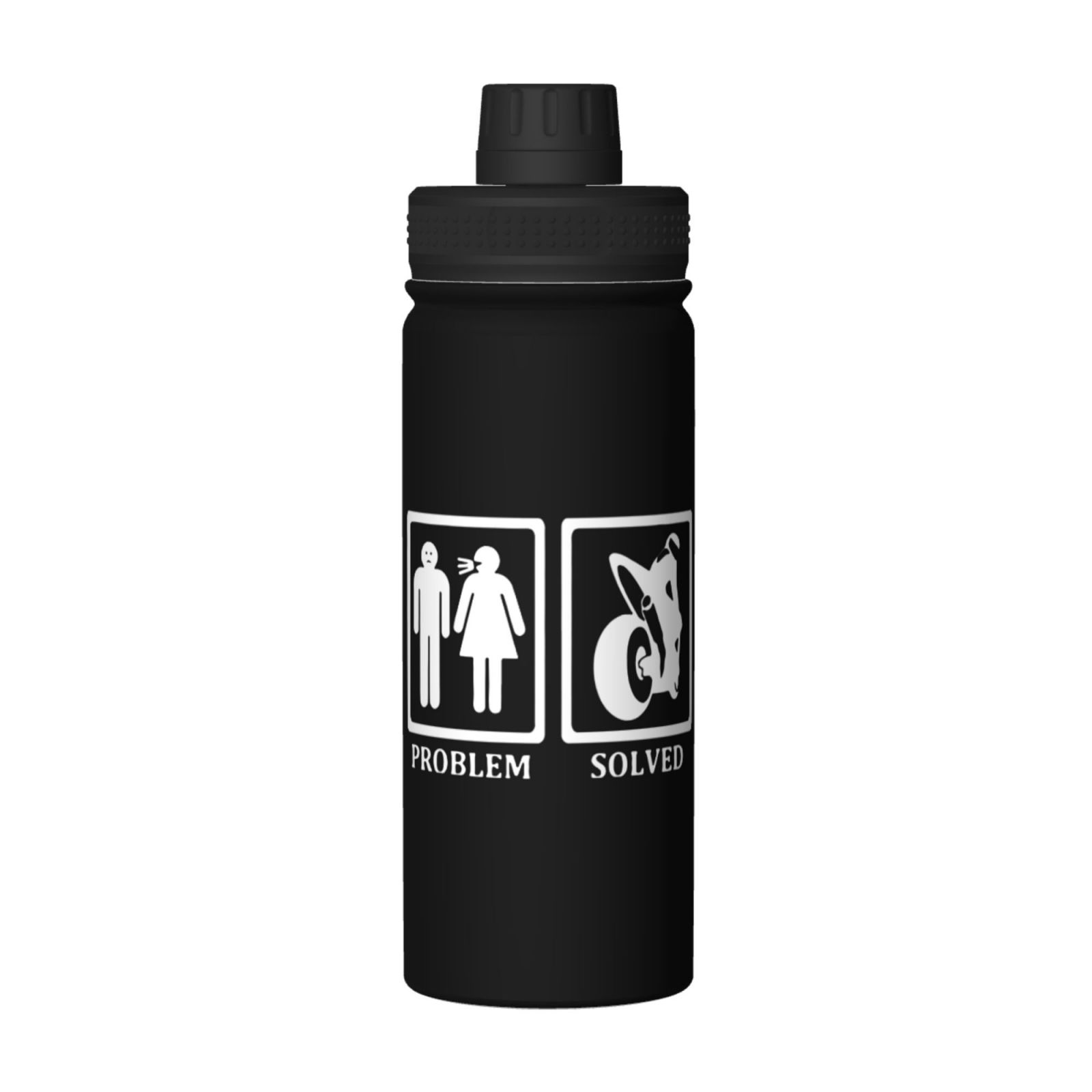 Biker Motorcyle Problem Solved 18 oz Insulated Water Bottle for Kids