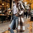 thumbnail image 5 of SYwaren Women's Zip-Up Tweed Jacket Lapel Irregular Plaid Long Sleeve Woolen Cardigan with Chest Pocket Outerwear Top, 5 of 8