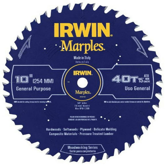 Irwin Marples 10 Dia. x 5/8 in. Carbide Woodworking Circular Saw Blade 40 teeth 1 pc.