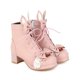 thumbnail image 2 of NECHOLOGY Botas Mujer Adulto Femenino Zapatos Botines para mujer Zapatos de mujer Color sólido Punta redonda Tacón medio Tacón grueso Cordones Hebilla Botas grandes (Pink, 8), 2 of 7