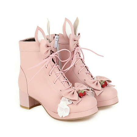 

Akiihool Ankle Boots for Women Dressy Womens Slip on Ankle Boots Booties Lug Sole Non-Slip Shoes (Pink 9)