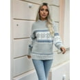 thumbnail image 4 of Women'S Casual Leopard Print Knitted Pullover Sweaters Long Sleeve Crew Neck Jumper Tops Grey L, 4 of 8
