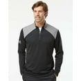 thumbnail image 4 of Adidas Mens Textured Mixed Media Quarter-Zip Pullover, L, Grey Three White, 4 of 4