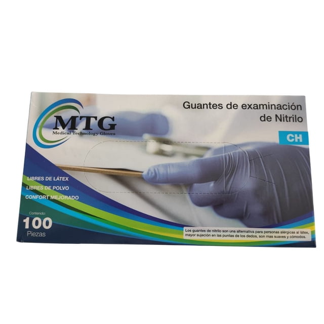 Guante de Nitrilo. MTG. Color azul. Talla CH. Caja c/ 100 pzas