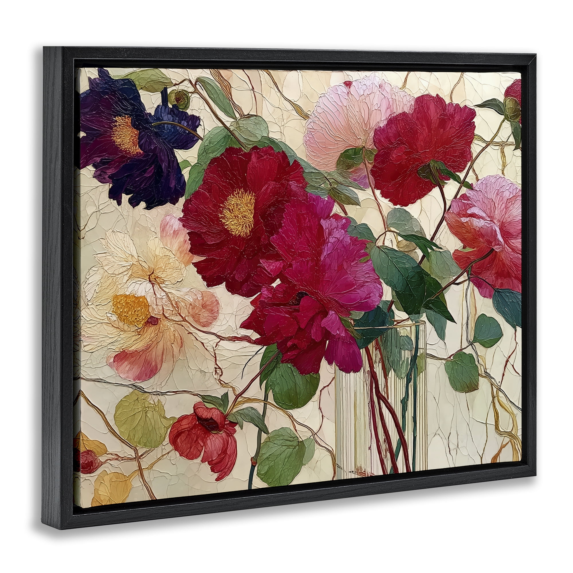 Haiku Flower Vase Black Framed Floater Canvas Wall Art, design by Annabelle Hall
