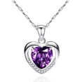 thumbnail image 1 of Collar de mujer en plata 925 con dije de corazón de cristal azul austriaco, regalo de Navidad, amor, 1 of 5