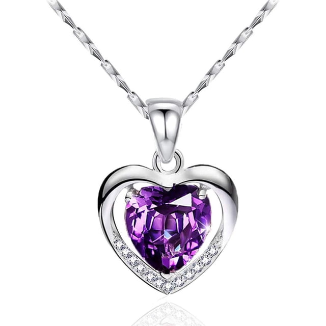 Collar de mujer en plata 925 con dije de corazón de cristal azul austriaco, regalo de Navidad, amor