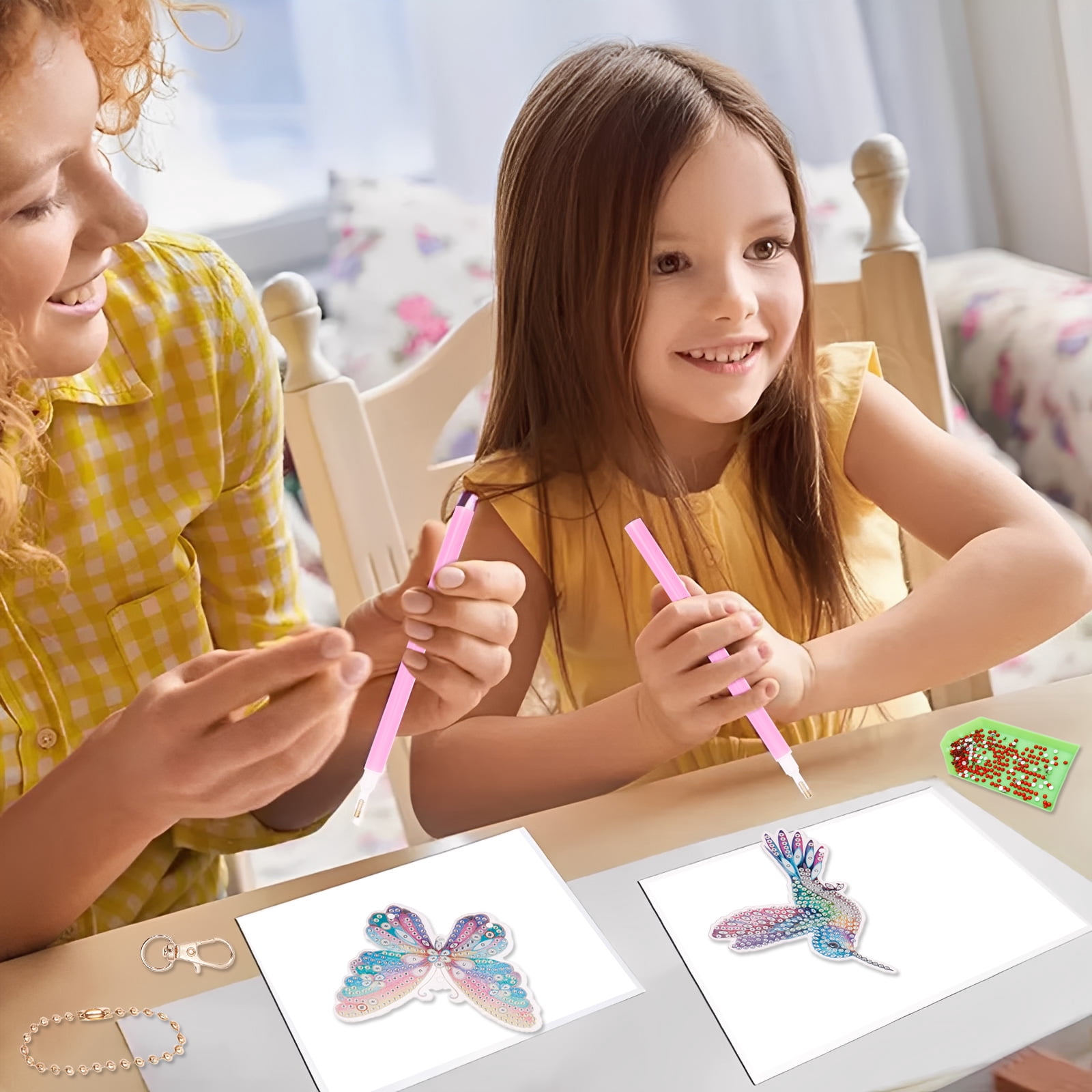 5Pcs Diamond art Kits for Kids/Adults, Crafts for Kids Ages 8-12, DIY Diamond Painting art Wind Chimes Crystal Window Suncatcher Craft, Birthday Gifts for 7 8 9 10 11 Year Old Girls