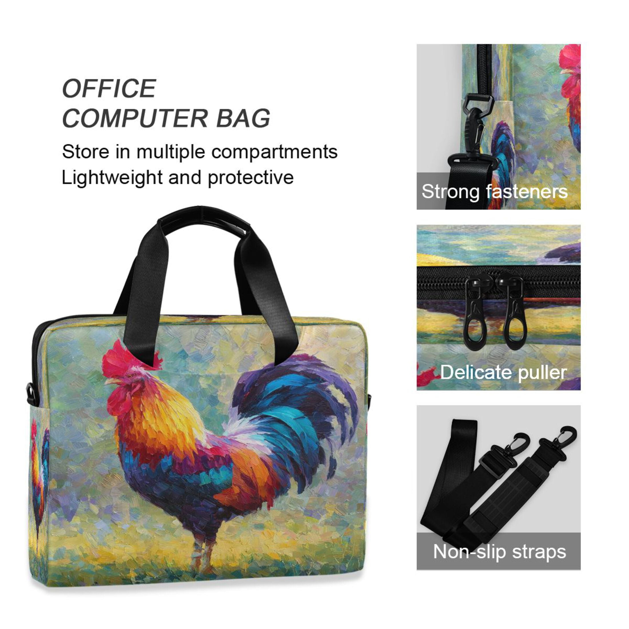Laptop Bag Laptop Briefcase 15.7 x 3 x 11.8 Inches Laptop Bag Briefcases Laptop Storage Travel Laptop Bag Work Laptop Bag Beautiful Rooster