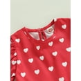 thumbnail image 4 of Valentine's Day Toddler Girls Cute Summer Skirts Short Sleeve Round Neck Ruffle Heart Print Birthday Party Dress (Red, 3-4 Years), 4 of 6