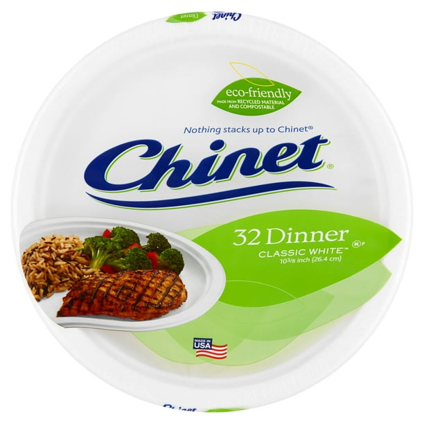 Classic White Paper Dinner Plates, 10 3/8", 32 Count Walmart