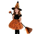 thumbnail image 4 of CONFREE Toddler Baby Girl Halloween Outfits Short Sleeve Witch Shaped Mesh Tulle Skirt With Hat Broom Hallowmas Performance Outfit Set Fall Clothing Set, 4 of 4