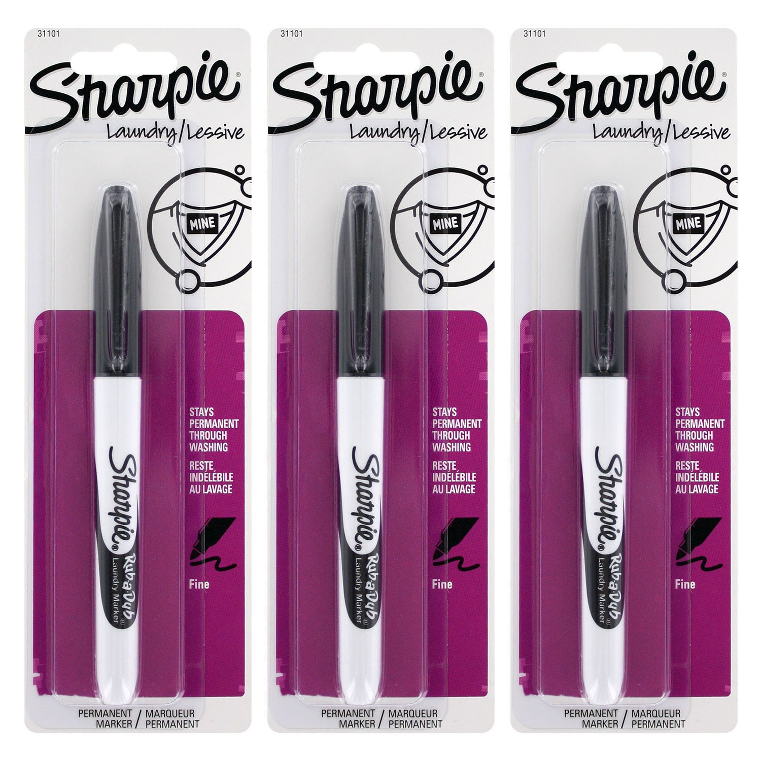 Sharpie RubADub Laundry Marker, Pack of 3 (SN31101PP2)