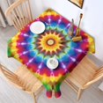 thumbnail image 2 of Colorful Tie Dye Star Mandala Square Tablecloth,Waterproof Square Table Cover,Wipeable Spillproof Washable Table Cover for Home Kitchen Party Decor 42"X42"(107x107cm), 2 of 6