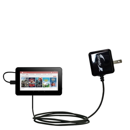 Gomadic Intelligent Compact AC Home Wall Charger suitable for the RCA RCT6378W2 - High output power with a convenient, foldable plug design - Uses Tip