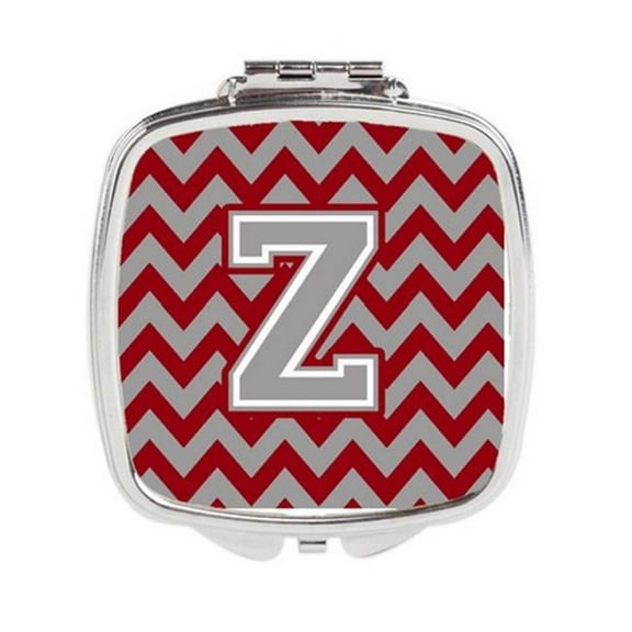 Carolines Treasures  Letter Z Chevron Crimson & Grey Compact Mirror - Crimson & Grey - 3in. H x 0.3in. W x 2.75in. L - 0.15 lbs