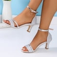 thumbnail image 2 of Ticikt Silver Gold Black Heels Strappy Heels for Women 3 Inch Stiletto Open Toe Sandals for Wedding Evening Party Homecoming, 2 of 5