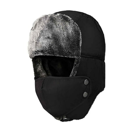 LUOGENLI Hats Mens Hats And Gloves Bulk My Men s Ski Hat Winter Hunte R Hat Warm Hunting with Velvet Thick Eared Cold Hat Mens Hats Fedora Straw Winter Hats for Men Bulk Black One Size