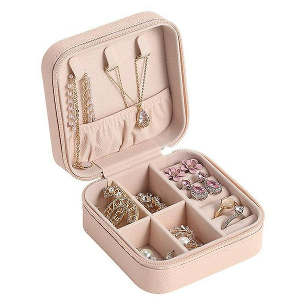 6 cajas de joyería de viaje, organizador de viaje de joyería, caja de joyería pequeña, cajas de regalo para dama de honor, mini organizador de almacenamiento, caja de almacenamiento (rosa)