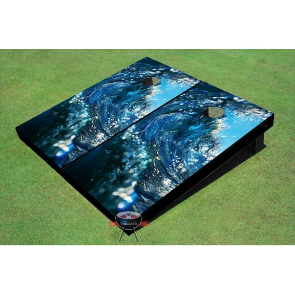 Dark Blue wave Theme Cornhole Boards